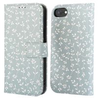imoshion Étui de télephone portefeuille Design Apple iPhone SE (2022 / 2020) / 8 / 7 / 6(s) - Smoke Green Flowers