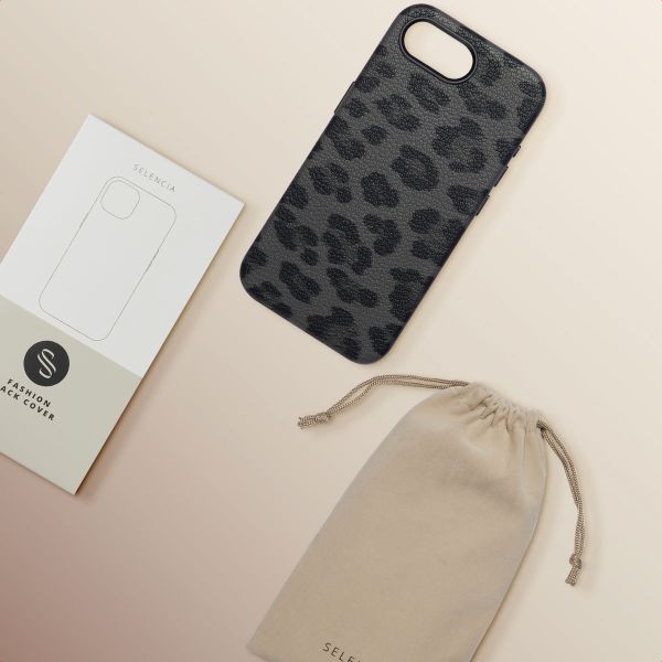 Selencia Coque Sabi imprimé panthère avec MagSafe Apple iPhone 17e / 16e - Midnight Black