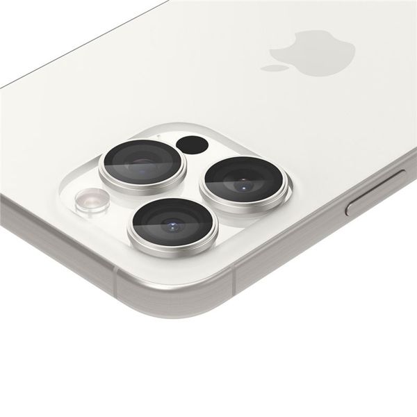 Spigen Optik Pro EZ Fit Lens Protector - Protection d'objectif de caméra (lot de 2) Apple iPhone 17 Pro (Max) / 16 Pro (Max) / 15 Pro (Max) / 14 Pro (Max) - Titanium White