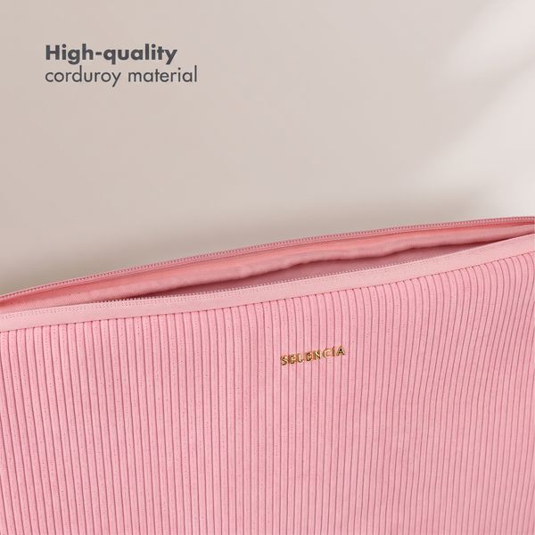 Selencia Pochette ordinateur Corduroy 15-16 pouces - Soft Blush