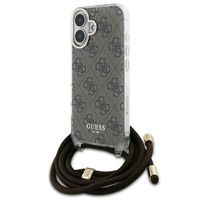 Guess Coque arrière avec cordon 4G Print Apple iPhone 16 - Marron