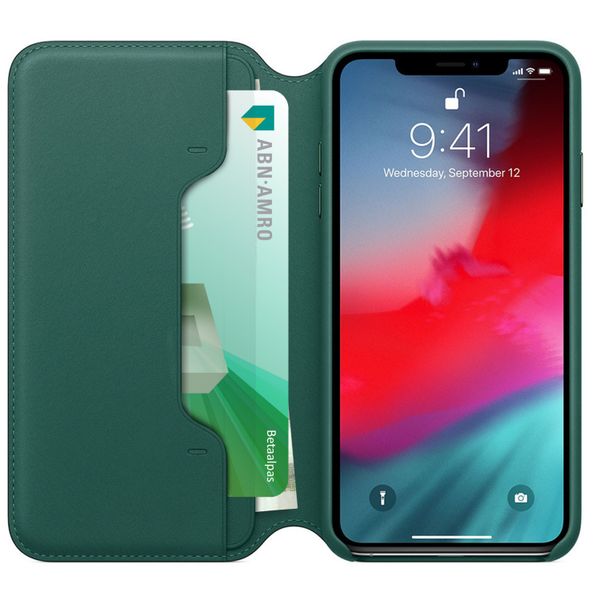 Apple Étui de télephone portefeuille Leather Folio Apple iPhone Xs Max - Forest Green