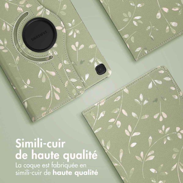 imoshion Coque tablette Design rotatif à 360° Samsung Galaxy Tab S6 Lite (2020/2022/2024)  - Green Flowers
