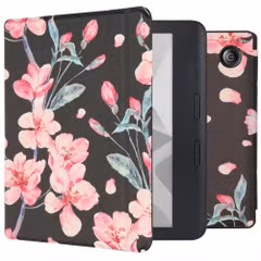 imoshion Design Slim Hard Sleepcover avec support Kobo Libra H2O - Blossom Watercolor Black