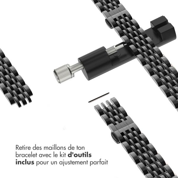 Selencia Bracelet en acier slim style Jubilee Apple Watch | 38/40/41/42 mm - Noir