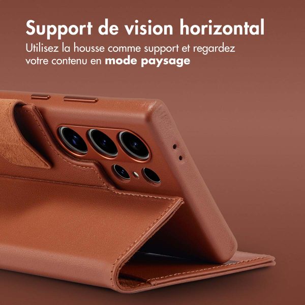 Accezz Étui de télephone portefeuille en cuir 2-en-1 avec MagSafe Samsung Galaxy S24 Ultra - Sienna Brown