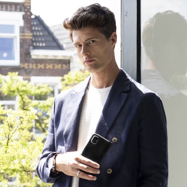 Selencia Étui portefeuille en cuir véritable Samsung Galaxy S21 Plus - Noir