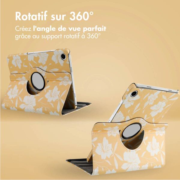imoshion Coque tablette Design rotatif à 360° Samsung Galaxy Tab A9 Plus - Yellow Flowers