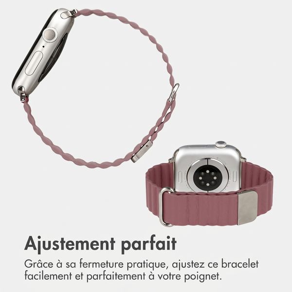 imoshion Bracelet magnétique en cuir synthétique Apple Watch | 44/45/46/49 mm - Rose
