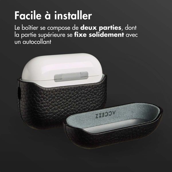 Accezz Coque en cuir véritable  Apple Airpods Pro 3 - Noir