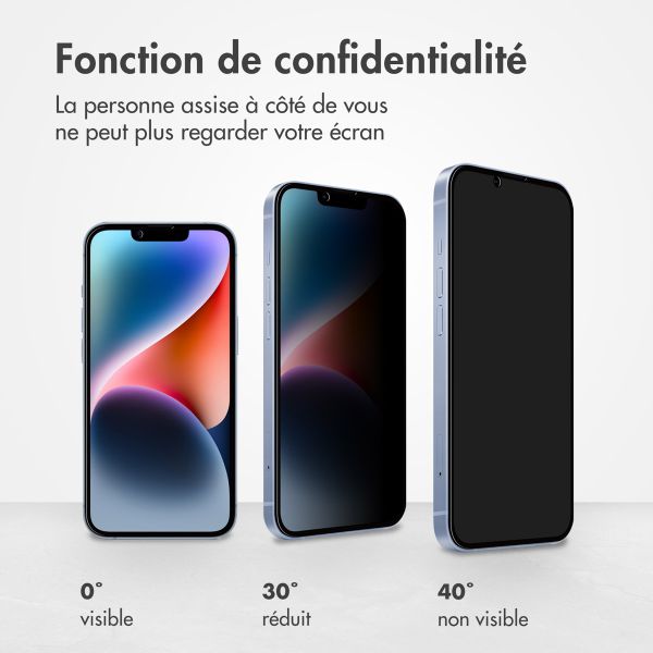 Accezz Protection d'écran en verre trempé Privacy Apple iPhone 17e / 16e / 14 / 13 / 13 Pro