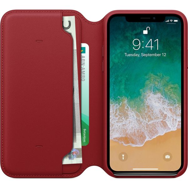 Apple Étui de télephone portefeuille Leather Folio Apple iPhone X / Xs - Red