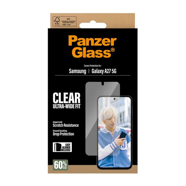 PanzerGlass Protection d'écran Ultra-Wide Fit Anti-bactérienne avec applicateur Samsung Galaxy A27 (5G)