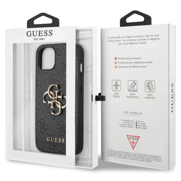 Guess Coque 4G Metal Logo Backcover Apple iPhone 13 - Gris