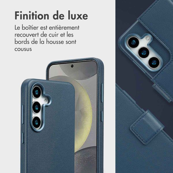 Accezz Étui de télephone portefeuille en cuir 2-en-1 avec MagSafe Samsung Galaxy S25 - Nightfall Blue