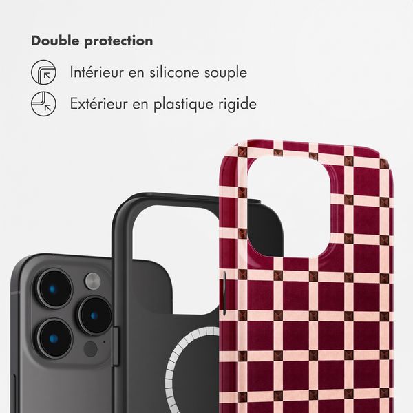 Selencia Coque arrière Vivid avec MagSafe Apple iPhone 15 Pro - Check This Burgundy