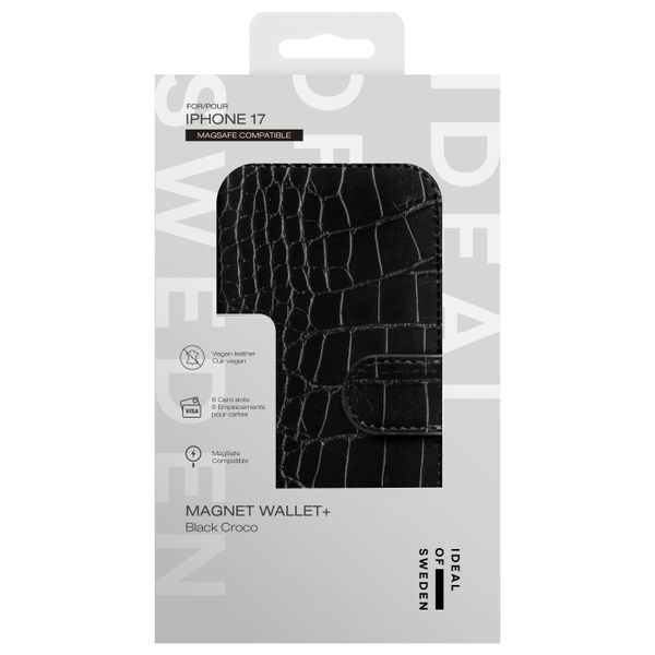 iDeal of Sweden Magnet Wallet+ Étui portefeuille Apple iPhone 17 - Black Croco