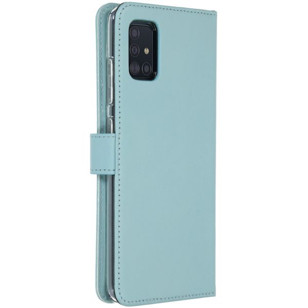 Selencia Étui portefeuille en cuir véritable Samsung Galaxy A51 - Air Blue