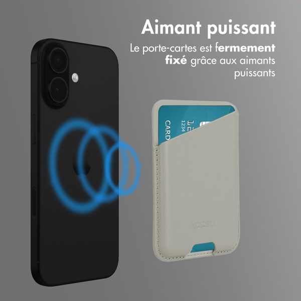 Accezz Porte-cartes en cuir magnétique - Compatible avec Apple Find My - Light Grey