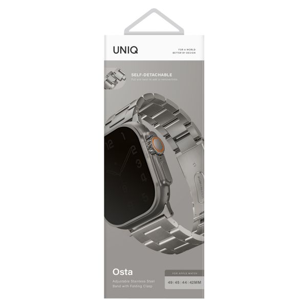 Uniq Bracelet Osta en acier avec maillons auto-ajustables Apple Watch | 44/45/46/49 mm - Titanium (Silver)