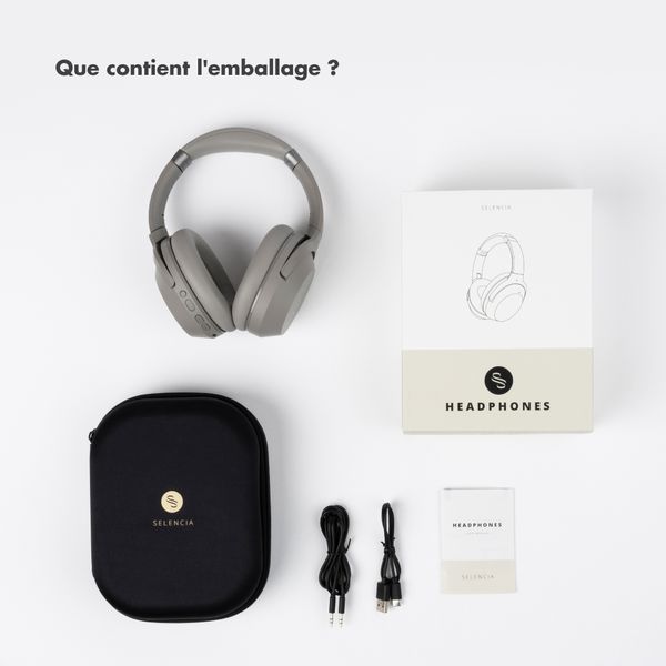 Selencia Casque sans fil Urban Play - Réduction active du bruit (ANC) - Avec étui de rangement - Cosy Grey