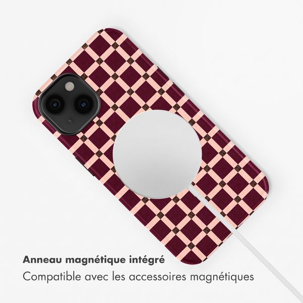 Selencia Coque arrière Vivid avec MagSafe Apple iPhone 14 - Check This Burgundy