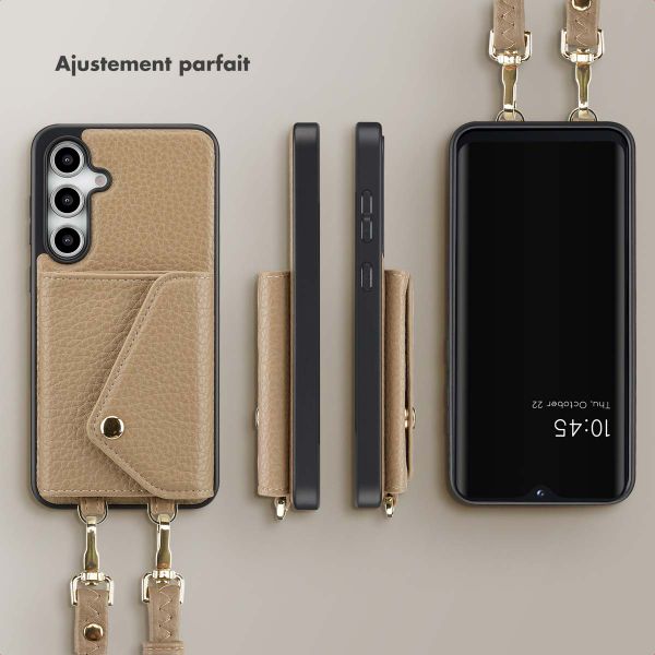 Selencia Coque de télephone Sera avec cordon et porte-cartes enveloppe Samsung Galaxy S24 FE - Taupe