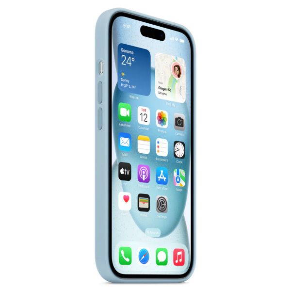 Apple Coque en silicone MagSafe Apple iPhone 15 - Bleu clair