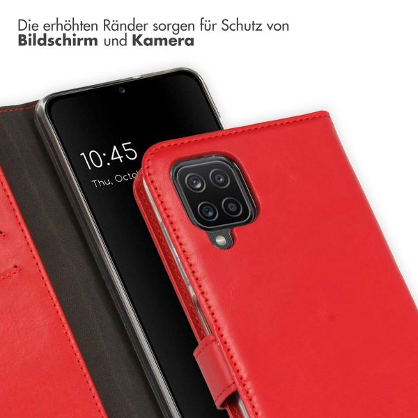 Selencia Étui portefeuille en cuir véritable Samsung Galaxy A12 - Rouge