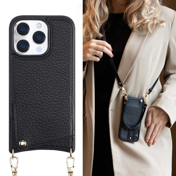 Selencia Coque de télephone Nova avec cordon et porte-cartes Apple iPhone 16 Pro - Noir