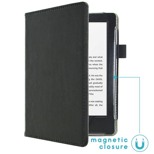 imoshion Étui de liseuse portefeuille en cuir végan Amazon Kindle 10 - Noir