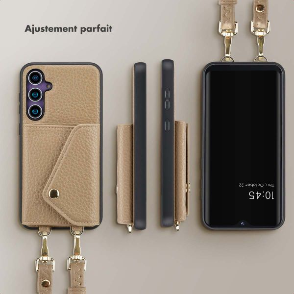 Selencia Coque de télephone Sera avec cordon et porte-cartes enveloppe Samsung Galaxy S23 FE - Taupe