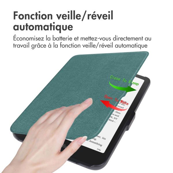imoshion Étui de liseuse portefeuille Slim Hard Amazon Kindle Paperwhite (2024) / Paperwhite Signature Edition (2024) / Colorsoft (2024) / Colorsoft Signature Edition (2024) - Vert foncé