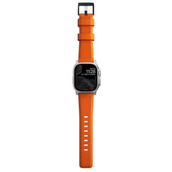 Nomad Bracelet robuste FKM Apple Watch | 44/45/46/49 mm - Argent / Orange