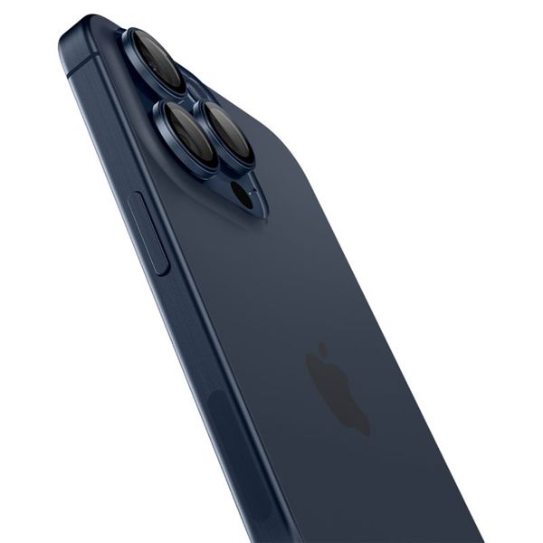 Spigen Optik Pro EZ Fit Lens Protector - Protection d'objectif de caméra (lot de 2) Apple iPhone 17 Pro (Max) / 16 Pro (Max) / 15 Pro (Max) / 14 Pro (Max) - Blue Titanium