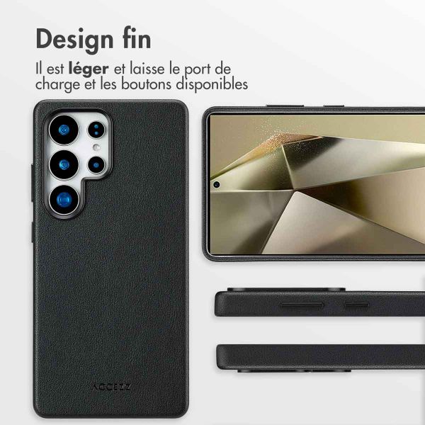 Accezz Coque arrière en cuir avec MagSafe Samsung Galaxy S25 Ultra - Onyx Black