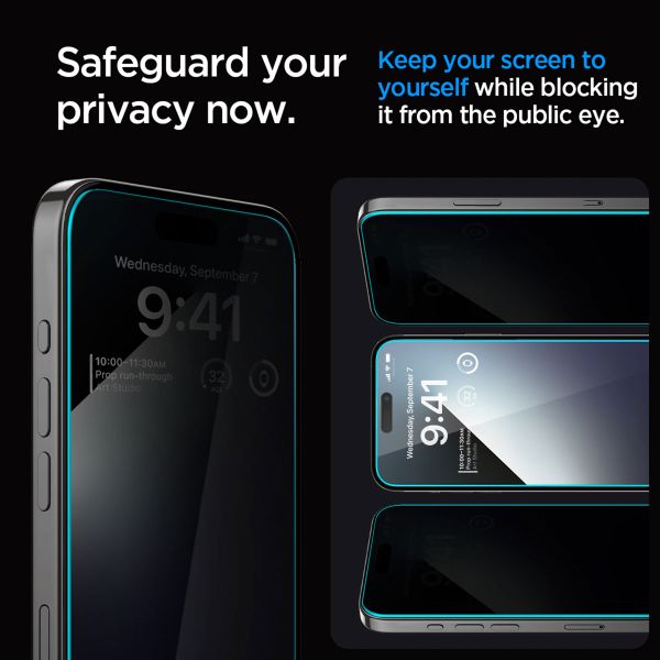 Spigen Protection d'écran en verre trempé GLAStR Privacy Applicator - lot de 2 Apple iPhone 15 Pro