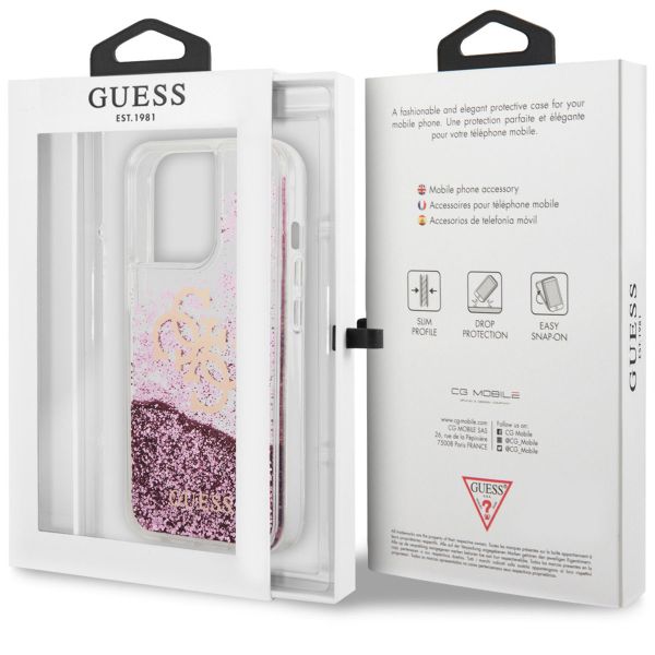 Guess Coque 4G Logo Liquid Glitter Apple iPhone 13 Pro Max - Rose