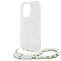 Guess MagSafe IML Glitter Case avec beads strap Apple iPhone 16 Pro Max - Transparent