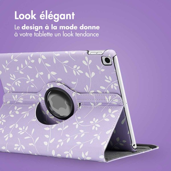 imoshion Coque tablette Design rotatif à 360° Apple iPad 9 (2021) 10.2 pouces / iPad 8 (2020) 10.2 pouces / iPad 7 (2019) 10.2 pouces - Lavender Flowers