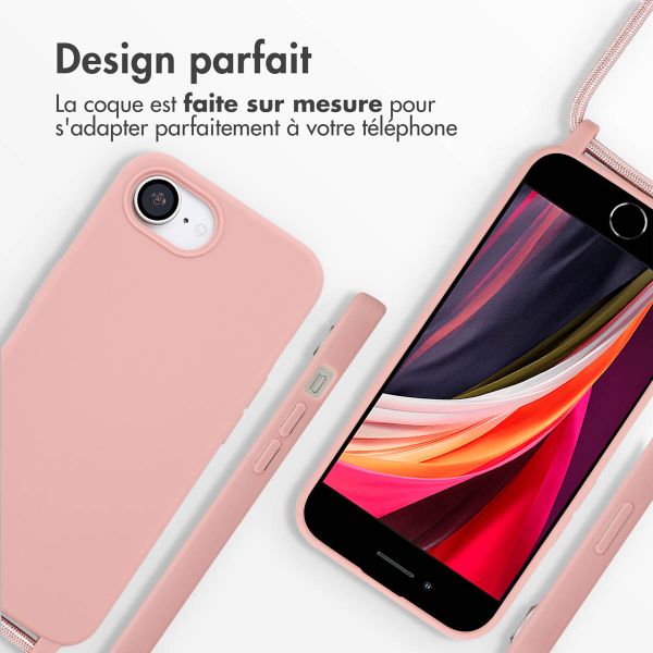 imoshion Coque en silicone avec cordon Apple iPhone 17e / 16e - Sand Pink