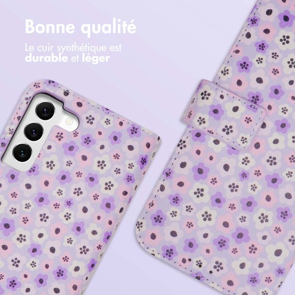 imoshion Étui de télephone portefeuille Design Samsung Galaxy S22 - Purple Flowers