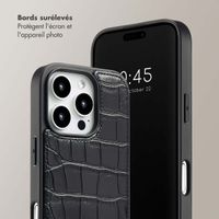 Selencia Coque de télephone Nova Croco avec cordon et porte-cartes Apple iPhone 16 Pro - Noir