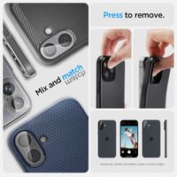Spigen Optik Lens Protector - Protection complète de la caméra (lot de 2) Apple iPhone 16 / 16 Plus - Crystal Clear