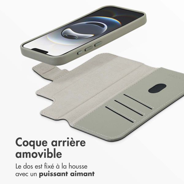 Accezz Étui de télephone portefeuille en cuir 2-en-1 avec MagSafe Apple iPhone 17e / 16e - Light Grey