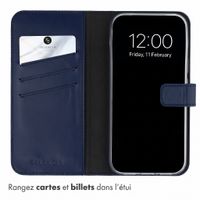 Selencia Étui portefeuille en cuir véritable Google Pixel 11 / 11 Pro - Bleu foncé