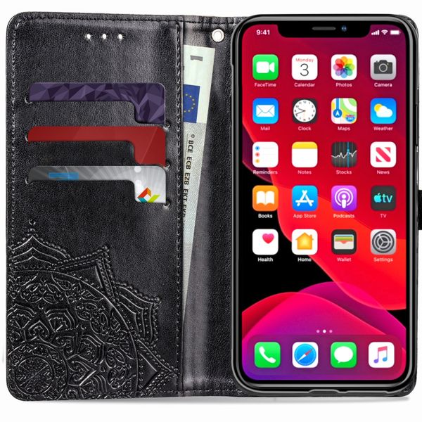 Etui de télephone portefeuille Mandala Apple iPhone 11 - Noir