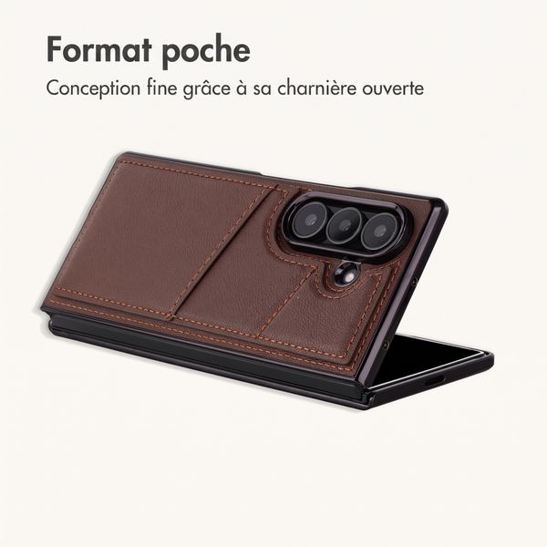 imoshion Étui arrière MagSafe en cuir synthétique avec porte-cartes Samsung Galaxy Z Fold 8 Ultra - Marron foncé
