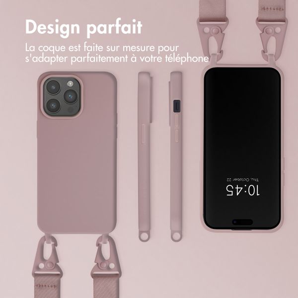 Selencia Coque silicone avec cordon amovible Apple iPhone 15 Pro Max - Sand Pink