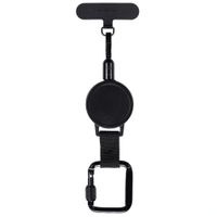 imoshion Cordon rétractable avec mousqueton et patch pour téléphone - Cordon de téléphone anti-vol - Noir